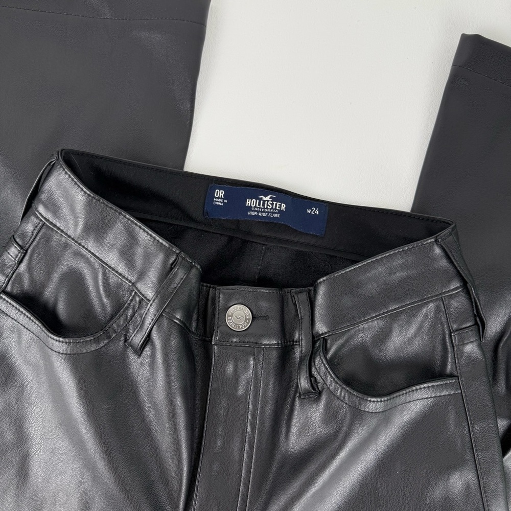 Hollister High Rise Faux Leather Flare Pants - Picture 2 of 3